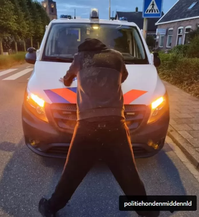 Aanhouding verdachte op de Dorpsweg in Leerbroek vlakbij het zebrapad.
