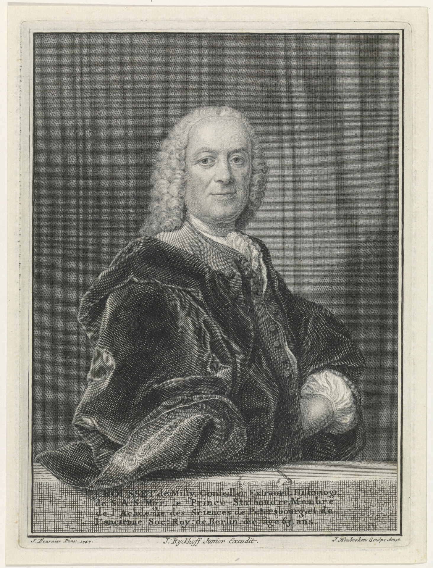 Portret van Jean Rousset de Missy, Amsterdams vrijmetselaar en vertegenwoordiger van de Radicale Verlichting.