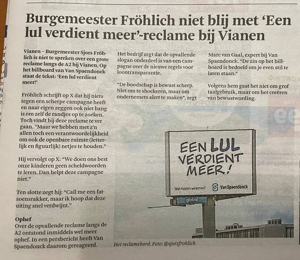 Foto van een krantenartikel uit "HET KONTAKT VIJFHEERENLANDEN" (hetkontakt.nl) van woensdag 16/09/2026.